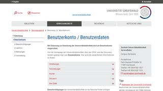 
                            13. Benutzerkonto - Bibliothek - Universität Greifswald