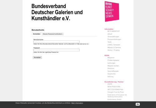 
                            2. Benutzerkonto | Bundesverband Deutscher Galerien und ... - BvdG