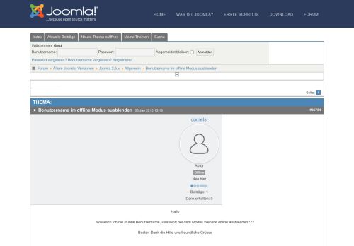 
                            5. Benutzername im offline Modus ausblenden - Joomla Forum - Hilfe zu ...