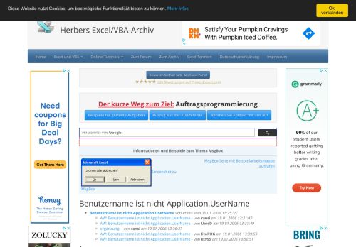 
                            1. Benutzername ist nicht Application.UserName - Herbers Excel
