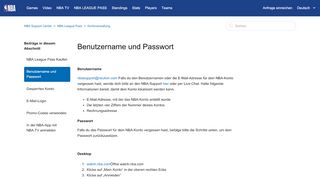 
                            12. Benutzername und Passwort – NBA Support Center