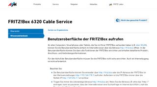 
                            1. Benutzeroberfläche der FRITZ!Box aufrufen | FRITZ!Box 6320 Cable ...