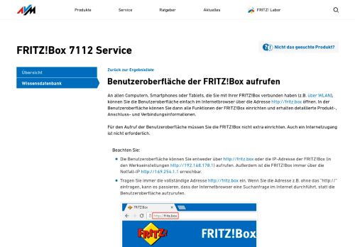 
                            1. Benutzeroberfläche der FRITZ!Box aufrufen | FRITZ!Box 7112 | AVM ...