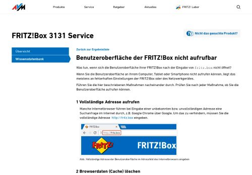 
                            3. Benutzeroberfläche der FRITZ!Box nicht aufrufbar | FRITZ!Box 3131 ...