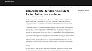 
                            5. Benutzerportal für Azure MFA-Server | Microsoft Docs