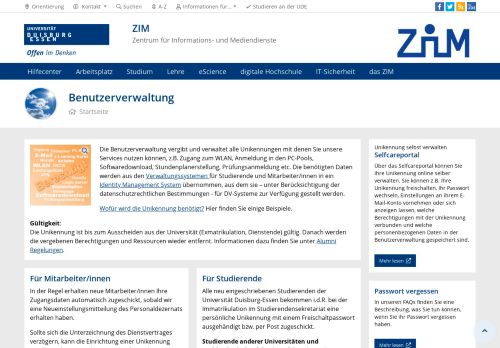 
                            7. Benutzerverwaltung - an der Universität Duisburg-Essen