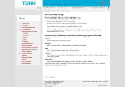 
                            6. Benutzerverwaltung | Dokumentation WordPress@TUHH