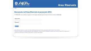 
                            5. Benvenuto nell'Area Riservata al personale AIFA | Area Riservata