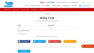 
                            2. Benvenuto nell'area riservata Moby Club