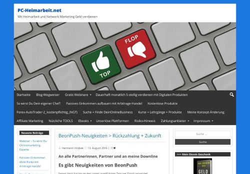 
                            10. BeonPush-Neuigkeiten > Rückzahlung + Zukunft - PC-Heimarbeit.net