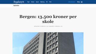 
                            13. Bergen: 13.500 kroner per skole - Bygdanytt