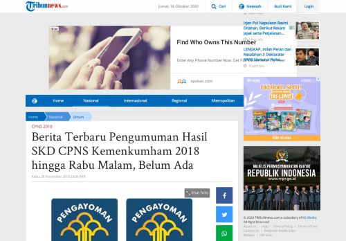
                            4. Berita Terbaru Pengumuman Hasil SKD CPNS Kemenkumham 2018 ...