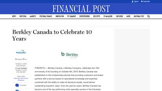 
                            8. Berkley Canada to Celebrate 10 Years | Financial Post
