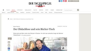 
                            10. Berlin-Pankow: Der Obdachlose und sein Bücher-Tisch - Tagesspiegel