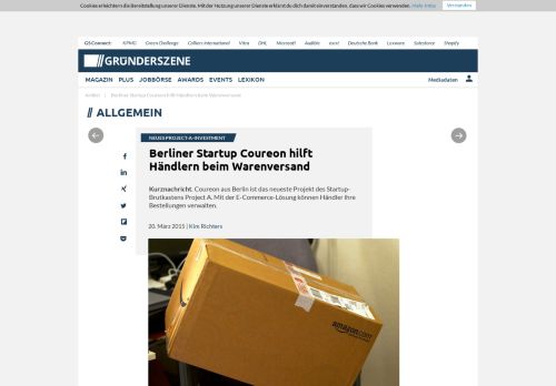 
                            3. Berliner Startup Coureon hilft Händlern beim Warenversand ...