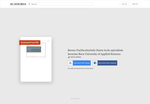 
                            11. Berner Fachhochschule Haute école spécialisée ... - Academia.edu