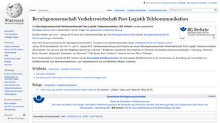 
                            3. Berufsgenossenschaft Verkehrswirtschaft Post-Logistik ... - Wikipedia