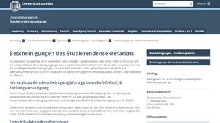 
                            1. Bescheinigungen des Studierendensekretariats - Universitätsverwaltung