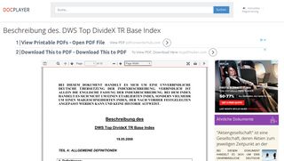 
                            11. Beschreibung des. DWS Top DivideX TR Base Index - PDF