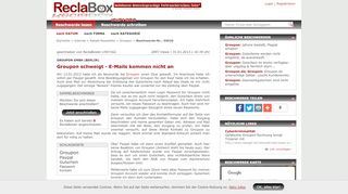 
                            8. Beschwerde: Groupon schweigt - E-Mails kommen nicht an - Reclabox