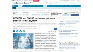 
                            11. BESCOM and BWSSB customers get a new platform for bill payment ...