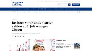 
                            9. Besitzer von Kundenkarten zahlen ab 1. Juli weniger Zinsen ...