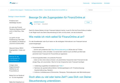 
                            7. Besorge Dir alle Zugangsdaten für FinanzOnline.at – orderbird Online ...