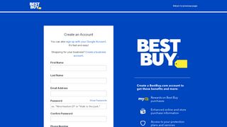 
                            3. Best Buy: Create an Account
