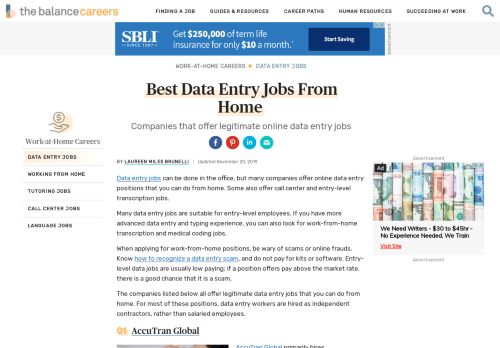 
                            6. Best Data Entry Jobs From Home - The Balance Careers