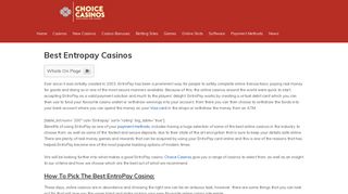 
                            13. Best Entropay Casinos for 2018 - Sign Up Today - Choice Casinos