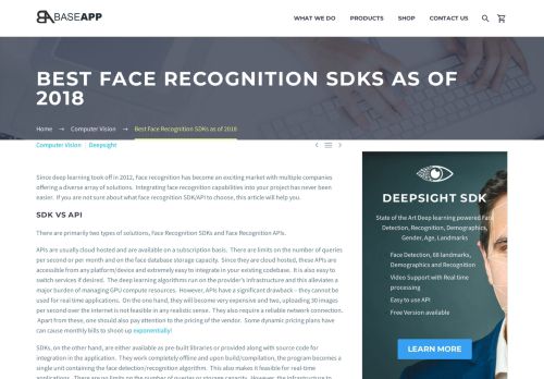 
                            10. Best Face Recognition SDKs as of 2018 - BaseApp Systems