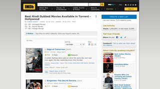 
                            4. Best Hindi Dubbed Movies Available in Torrent - Hollywood - IMDb