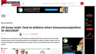 
                            6. Best in Cloud 2012: SSP Europe GmbH: Cloud als dedizierte sichere ...