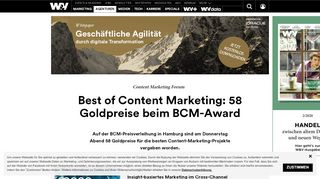 
                            13. Best of Content Marketing: 58 Goldpreise beim BCM-Award | W&V