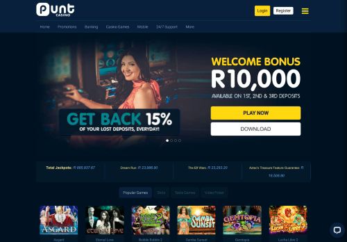 
                            6. Best Online Casino South Africa – R10 000 Signup Bonus |PuntCasino