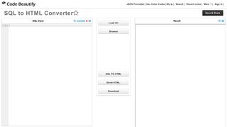 
                            5. Best Online tool to Convert SQL to HTML Converter - Code Beautify