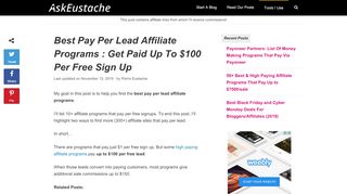 
                            10. Best Pay Per Lead Affiliate Programs : Get Paid Up To $100 Per Free ...