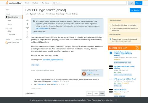 
                            2. Best PHP login script? - Stack Overflow