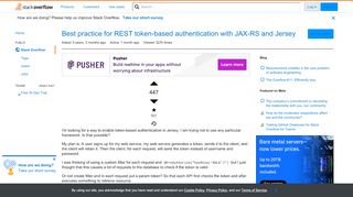 
                            11. Best practice for REST token-based authentication with JAX-RS and ...
