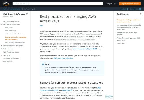 
                            10. Best Practices for Managing AWS Access Keys - Amazon Web ...