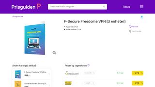 
                            10. Best pris på F-Secure Freedome VPN (3 enheter) - Se priser før kjøp i ...