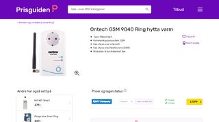 
                            9. Best pris på Ontech GSM 9040 Ring hytta varm - Se priser før kjøp i ...