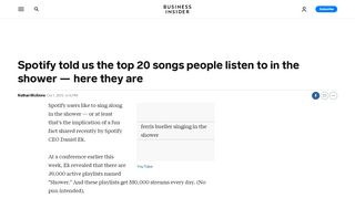 
                            10. Best shower songs according to Spotify - Business Insider