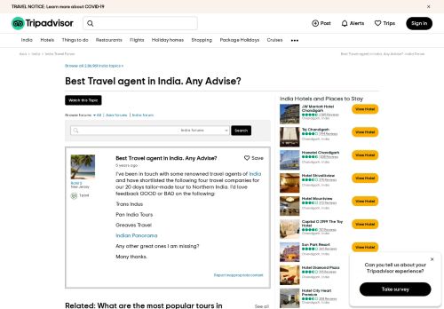 
                            8. Best Travel agent in India. Any Advise? - India Forum - TripAdvisor