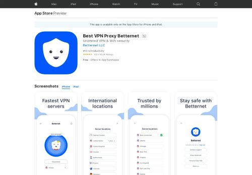 
                            6. Best VPN Proxy Betternet on the App Store - iTunes - Apple