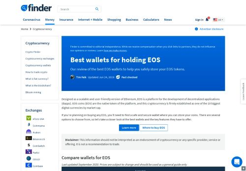 
                            9. Best wallets for holding EOS | finder.com