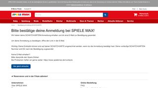 
                            6. Bestätigung Anmeldung SCHATZ-KARTE - Spiele Max