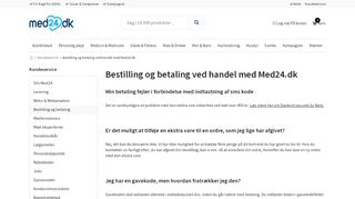 
                            4. Bestilling og betaling ved handel med Med24.dk