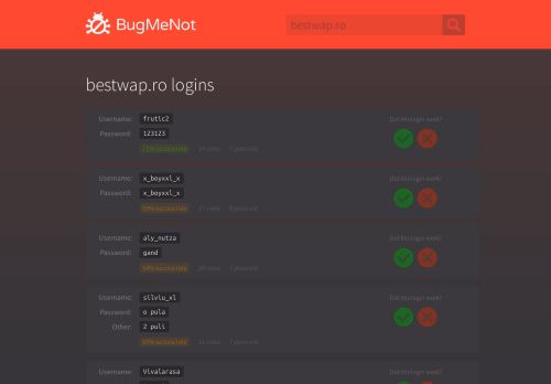 
                            5. bestwap.ro passwords - BugMeNot