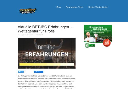 
                            7. BET-IBC Erfahrungen - Sportwetten Profi berichtet und gibt Einblicke!